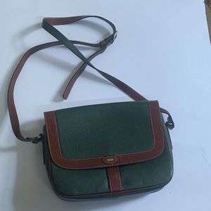 Bally Forest Green and Chestnut Crossbody Bag